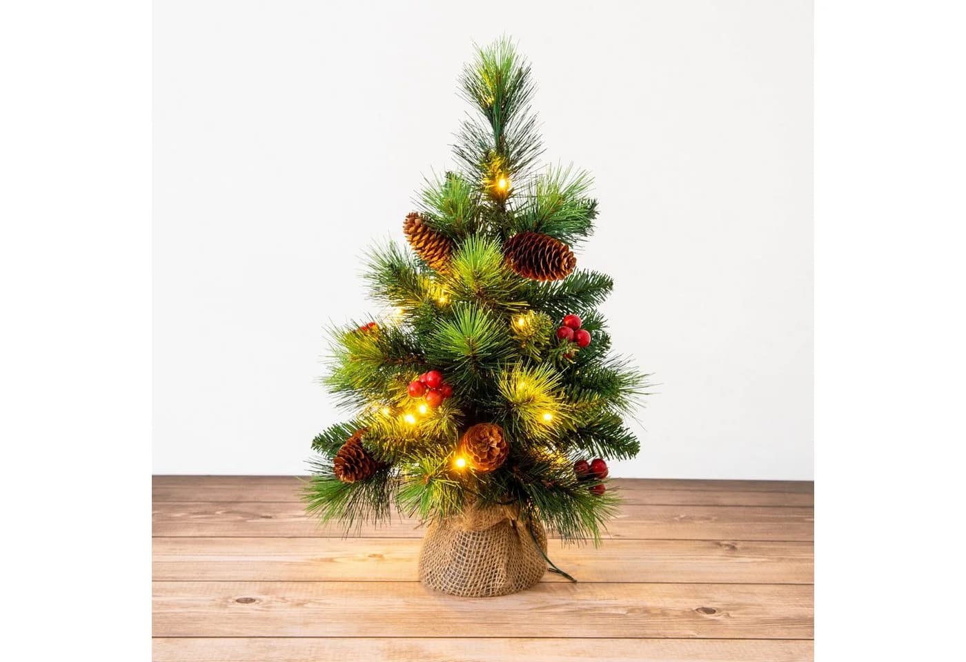 NÄVE LED-Leuchtzweig Weihnachtsbaum mit Beeren und Zapfen Grün Bunt - Bild 3