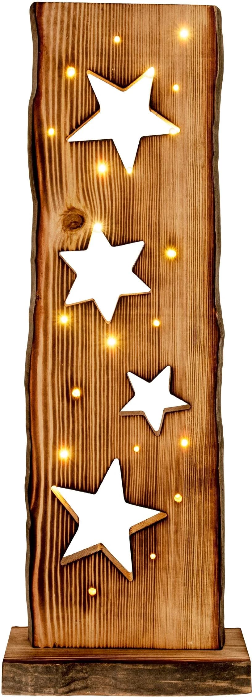Näve LED Gartenleuchte Holz Weihnachtsleuchte Sternemotiv Warmweiß 23x LEDs