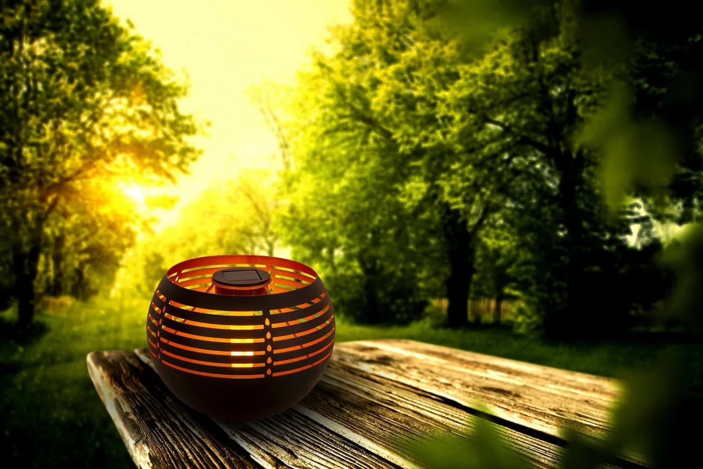 NÄVE Solar-Tischleuchte LED Schwarz/Gold Außenbereich - Bild 5
