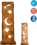 NÄVE LED Dekoobjekt Light Moon/Stars Beige Holz IP44 Timer Bild 2