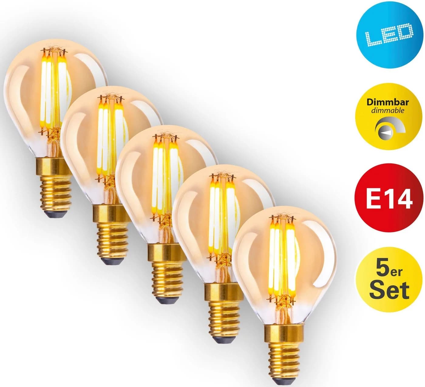 Näve 5er-Set LED Leuchtmittel DILLY Amber E14 warmweiß - Bild 2