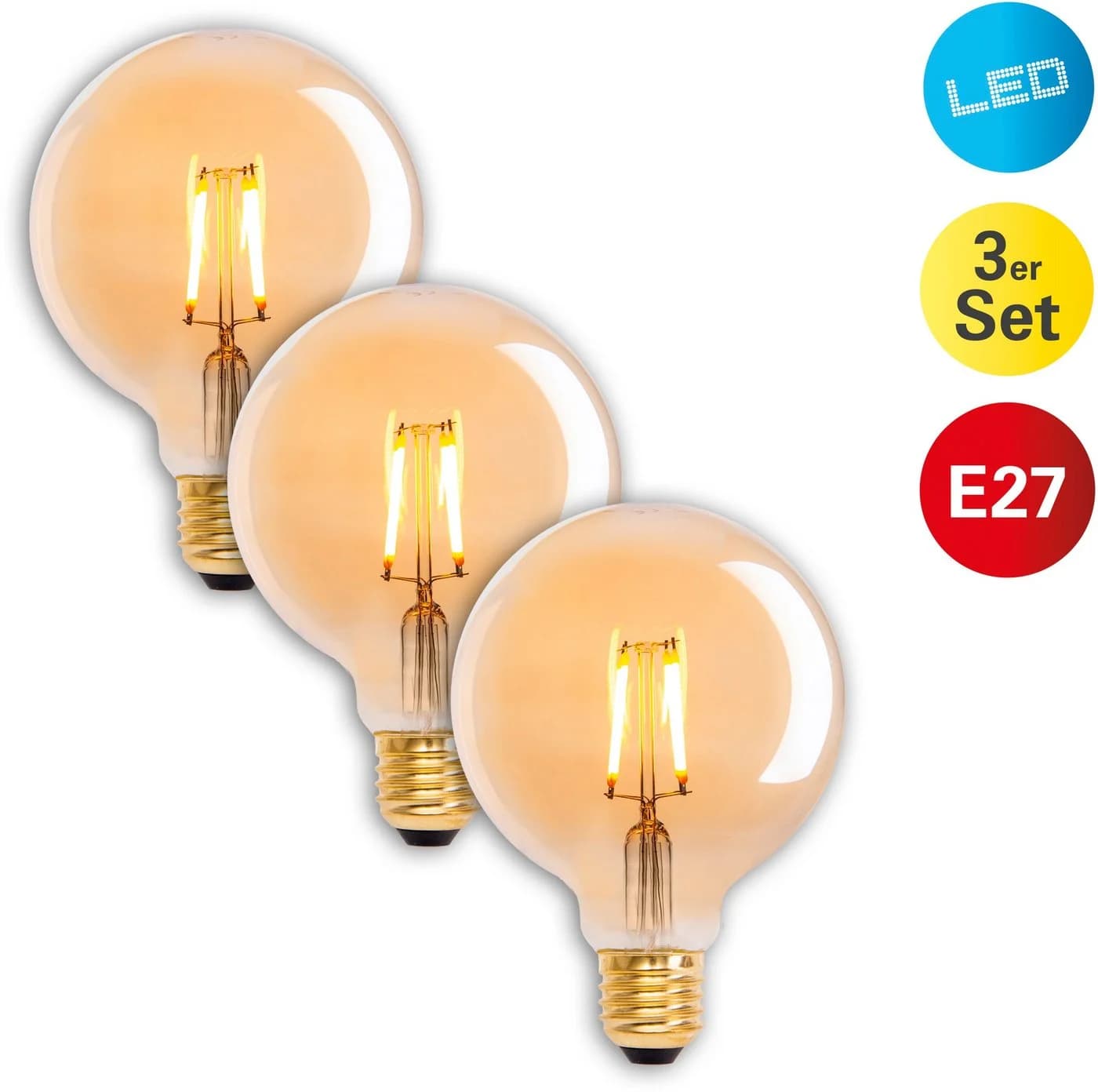 NÄVE LED-Leuchtmittel Dilly 3er-Set E27 Warmweiß Amber - Bild 4