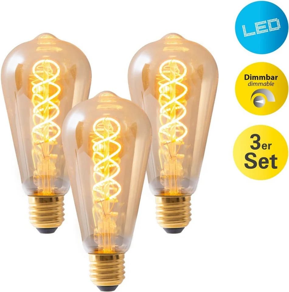 NÄVE LED-Leuchtmittel Dilly 3er-Set Amber Retro - Bild 2