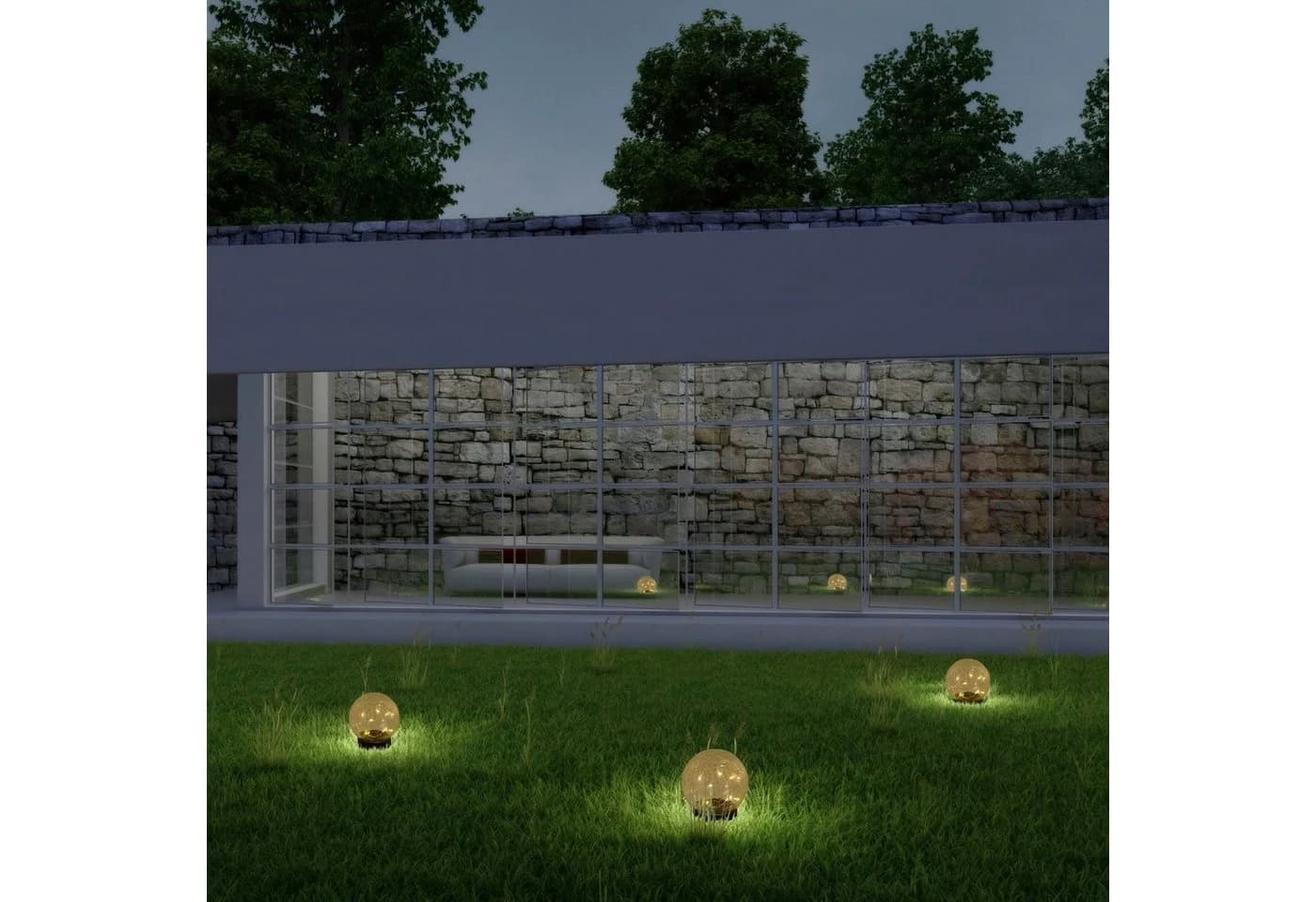 näve LED Solarleuchte Crackle 3er Set Warmweiß Glas Schwarz - Bild 3