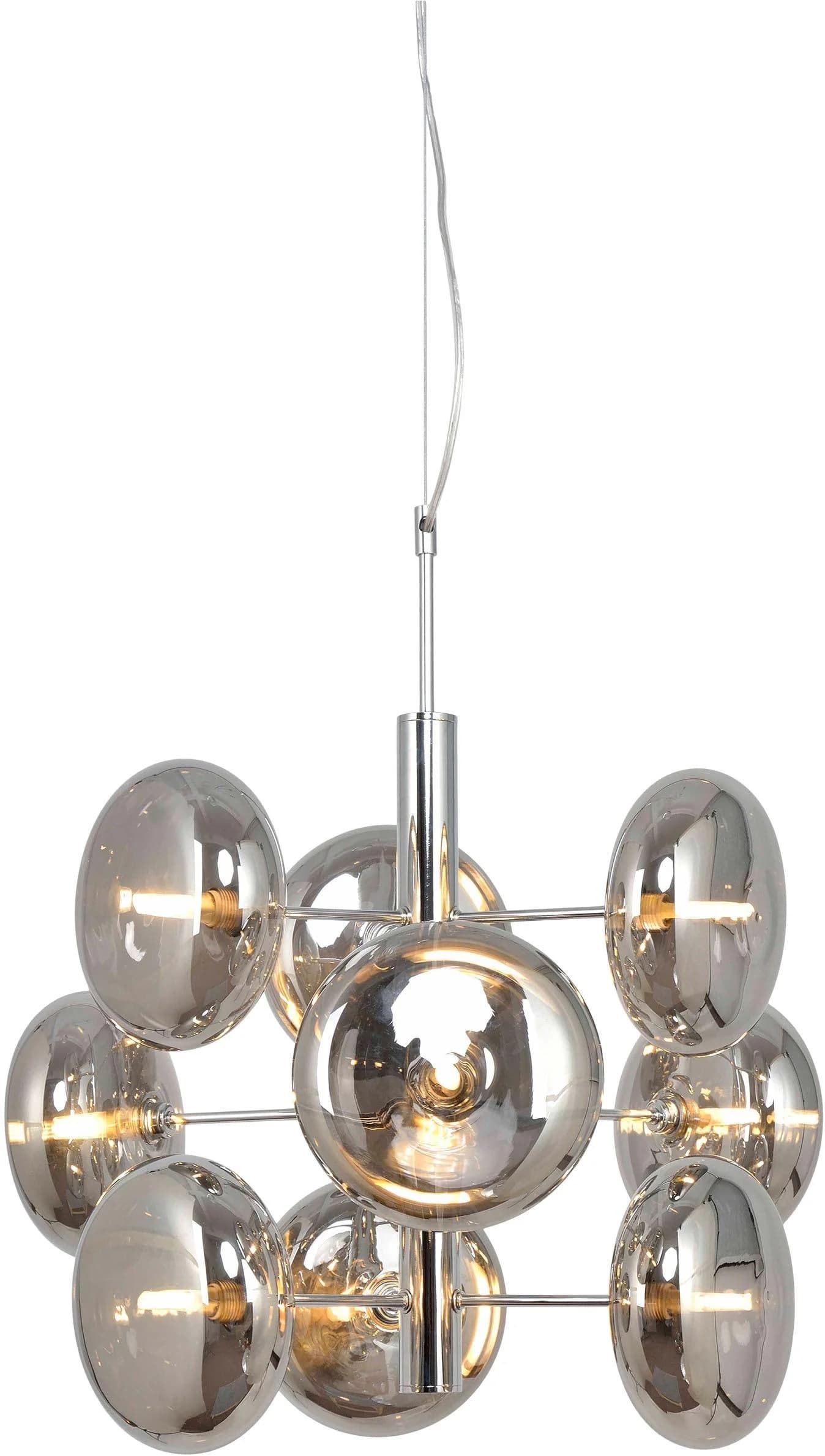 NÄVE Pendelleuchte Orion Retro Grau Chrom 9 Flammen