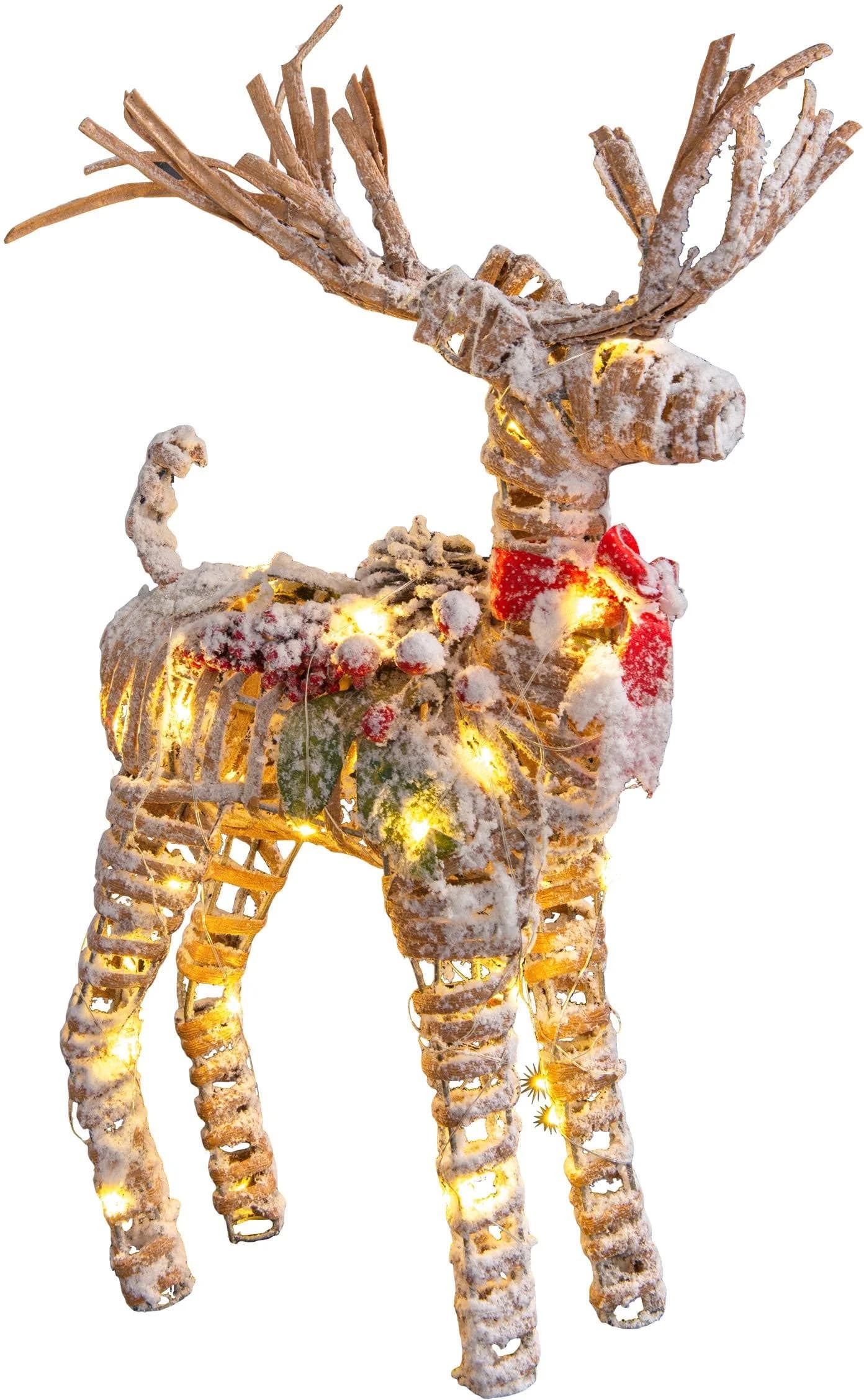 NÄVE Rentier Dekolicht Beige Natur Timer 30 LED