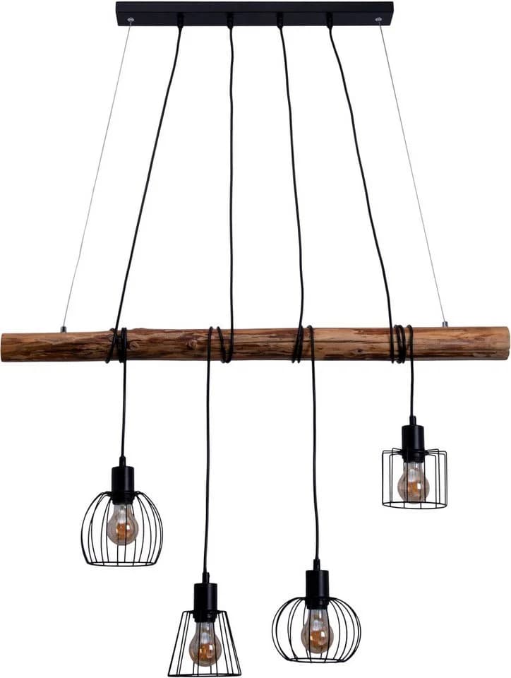 NÄVE Pendelleuchte WOODLAND Retro Optik Natur Schwarz - Bild 2