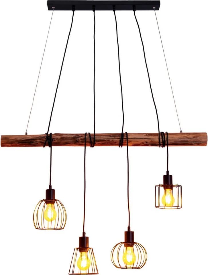 NÄVE Pendelleuchte WOODLAND Retro Optik Natur Schwarz - Bild 4
