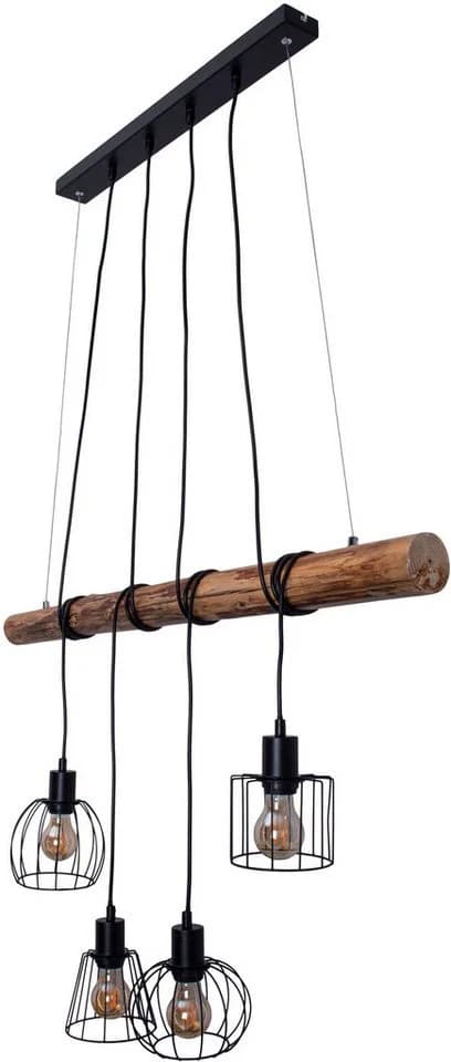 NÄVE Pendelleuchte WOODLAND Retro Optik Natur Schwarz - Bild 5