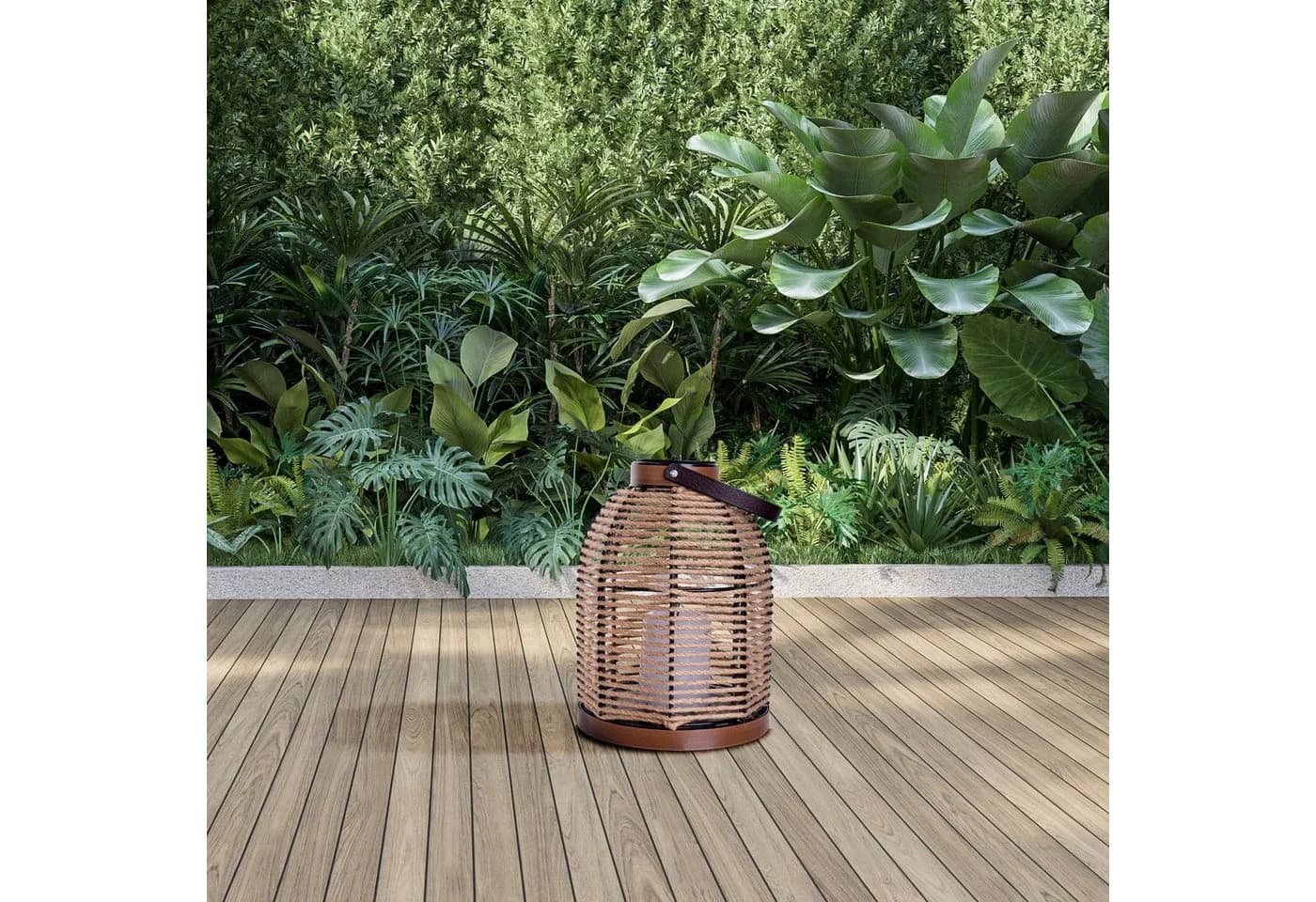 NÄVE LED Solarleuchte Korbinian Beige Natur Outdoor Laterne