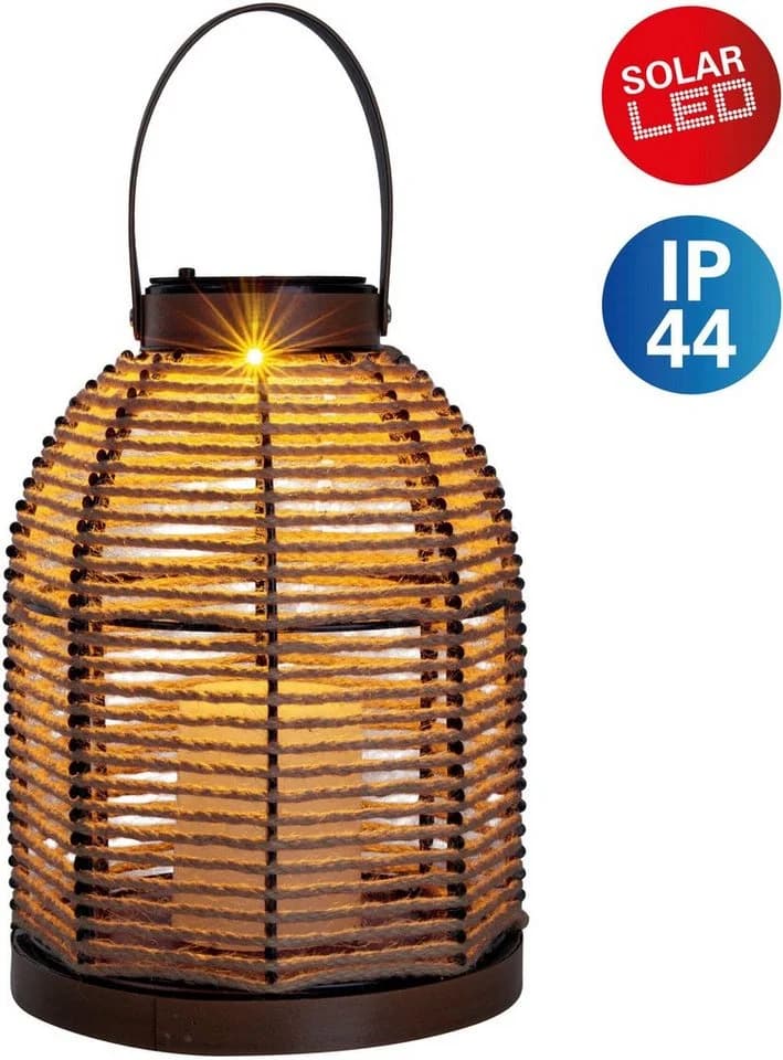 NÄVE LED Solarleuchte Korbinian Beige Natur Outdoor Laterne - Bild 2