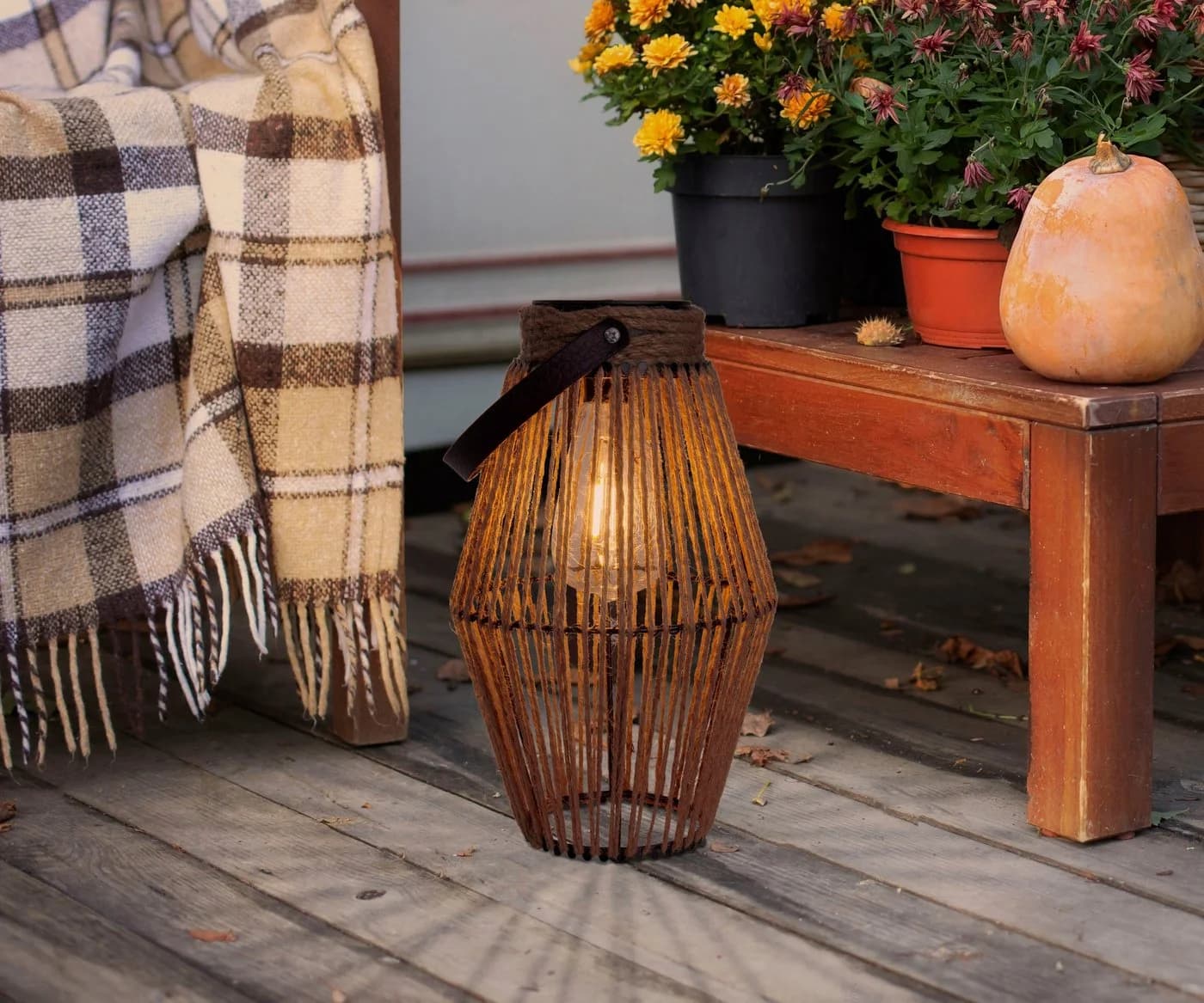 näve LED Solarleuchte Korbinian Warmweiß Jute Metall
