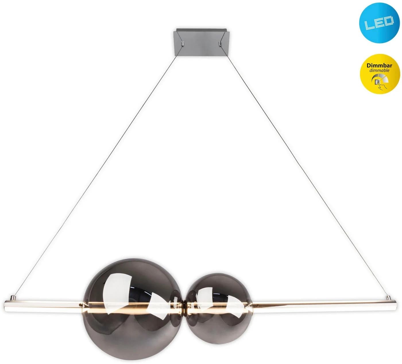 NÄVE LED Pendelleuchte NOVA Chrom/Smoky 150 cm Dimmbar - Bild 3