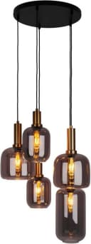 NAEVE Pendelleuchte Fumo, Rauchglas, fünfflammig, Rondell Bild 3
