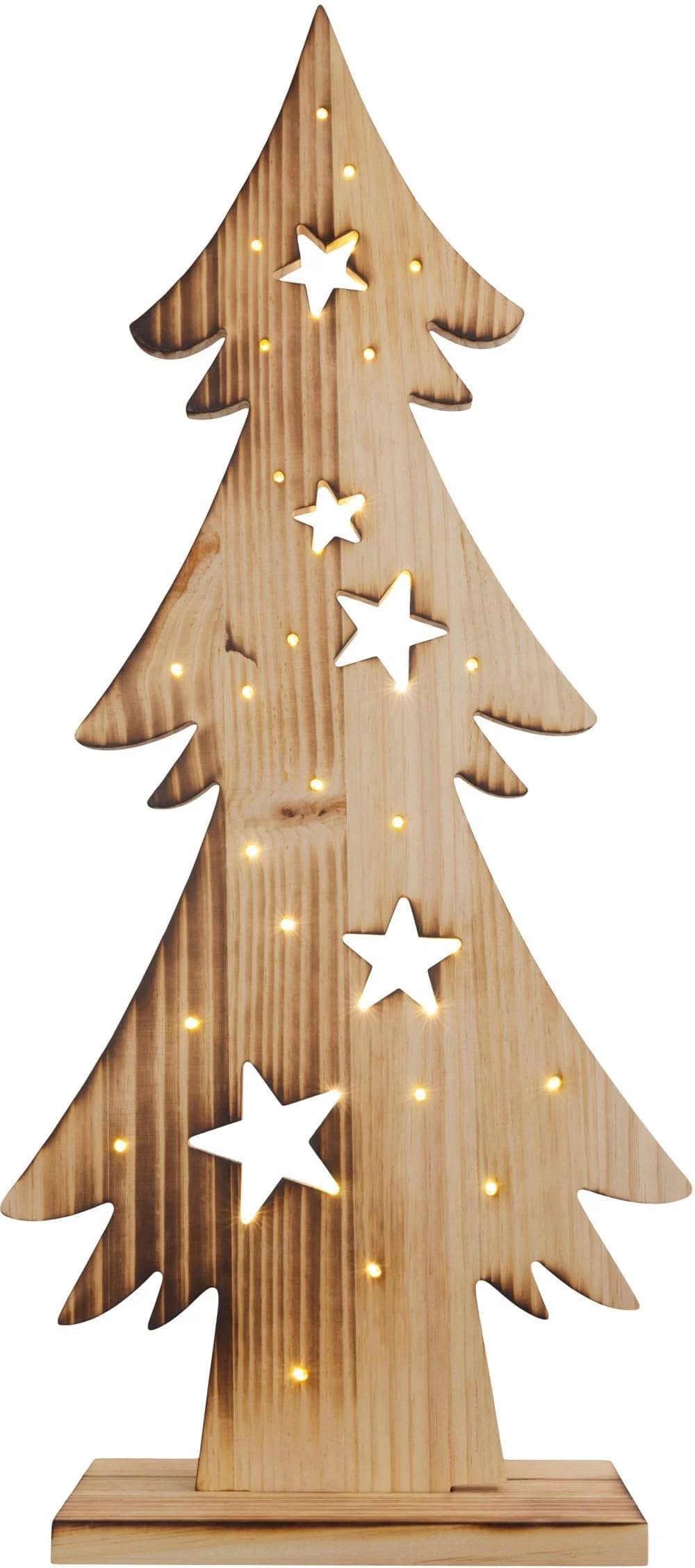 Näve LED Baum Tannenbaum Weihnachtsdeko Holz 80 cm Batteriebetrieben