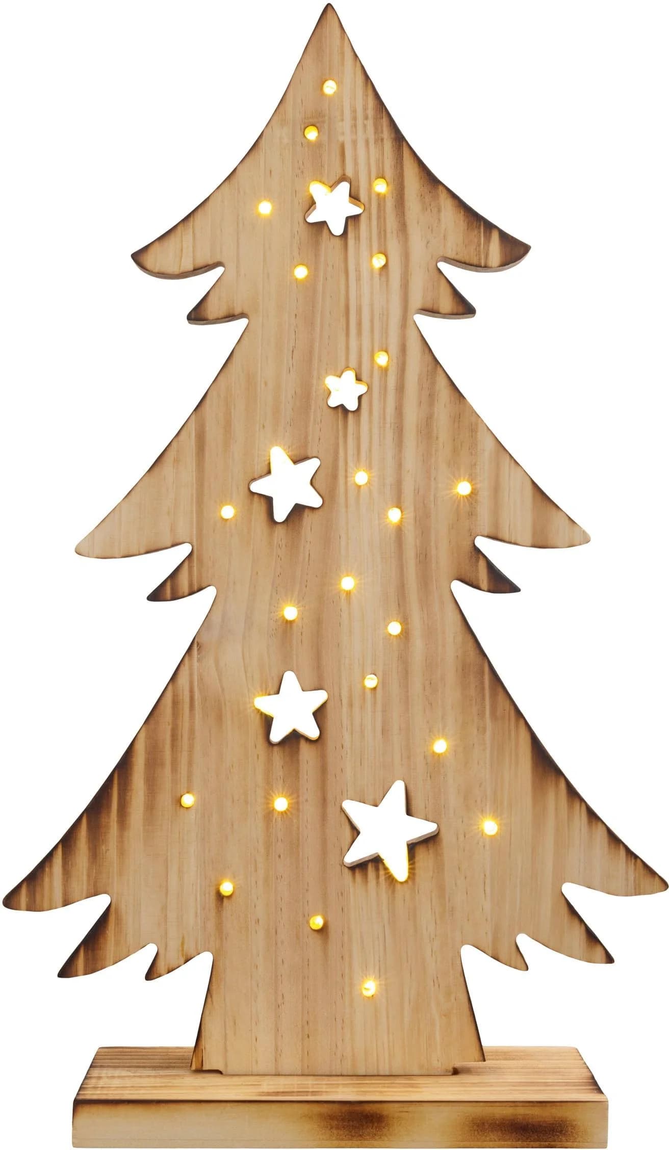 Näve LED Baum Tannenbaum, Weihnachtsdeko aus Holz, Timerfunktion, Warmweiß