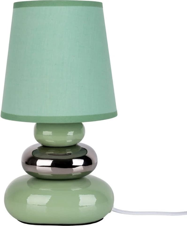 NÄVE Tischleuchte Stoney Mint Chrom Keramikfuß Textilschirm - Bild 2