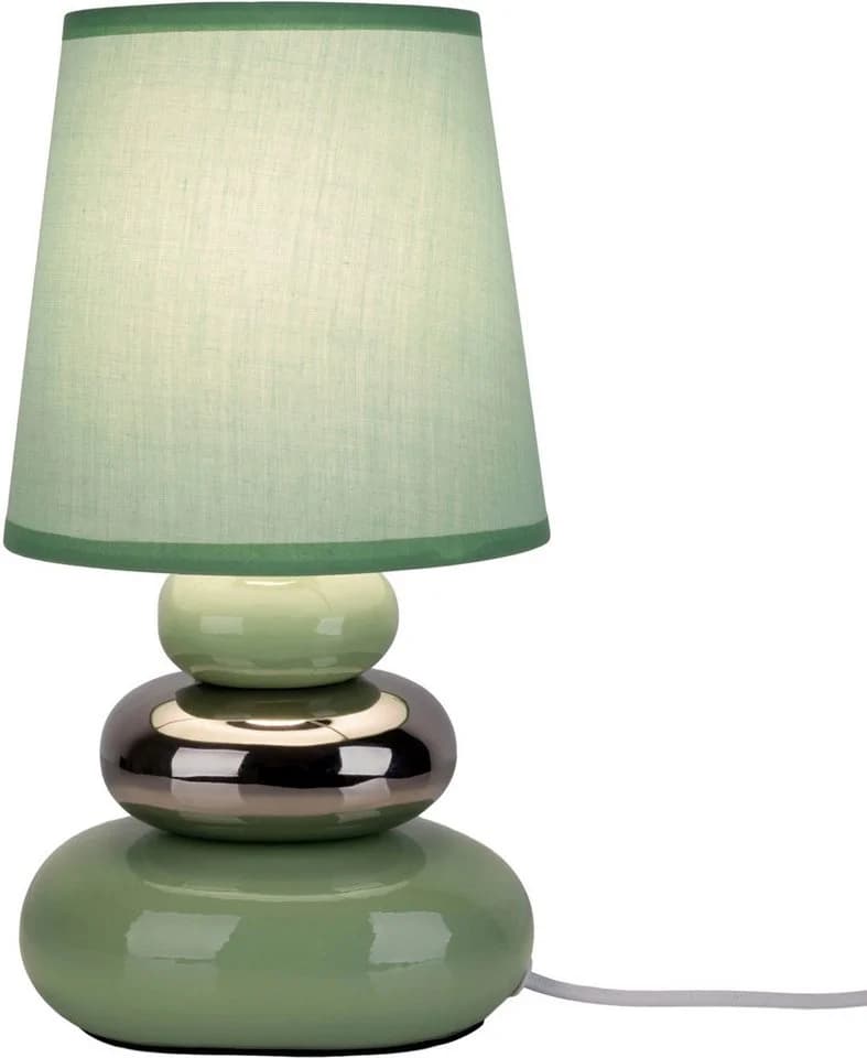 NÄVE Tischleuchte Stoney Mint Chrom Keramikfuß Textilschirm - Bild 5