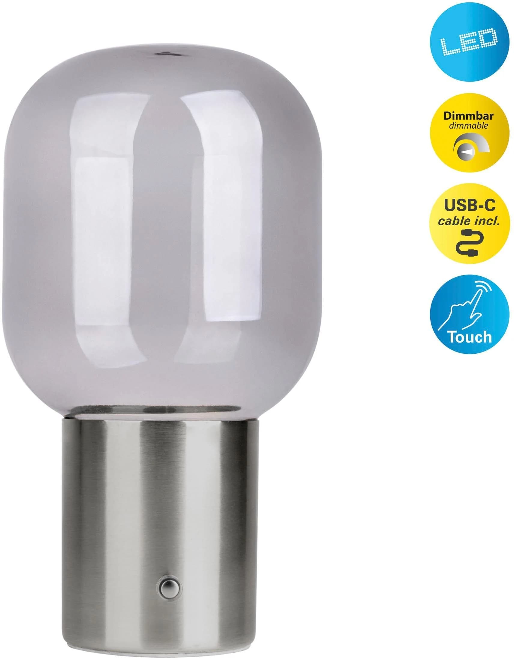 NÄVE LED Tischleuchte Albero Chrom Satiniert Smoky 13cm