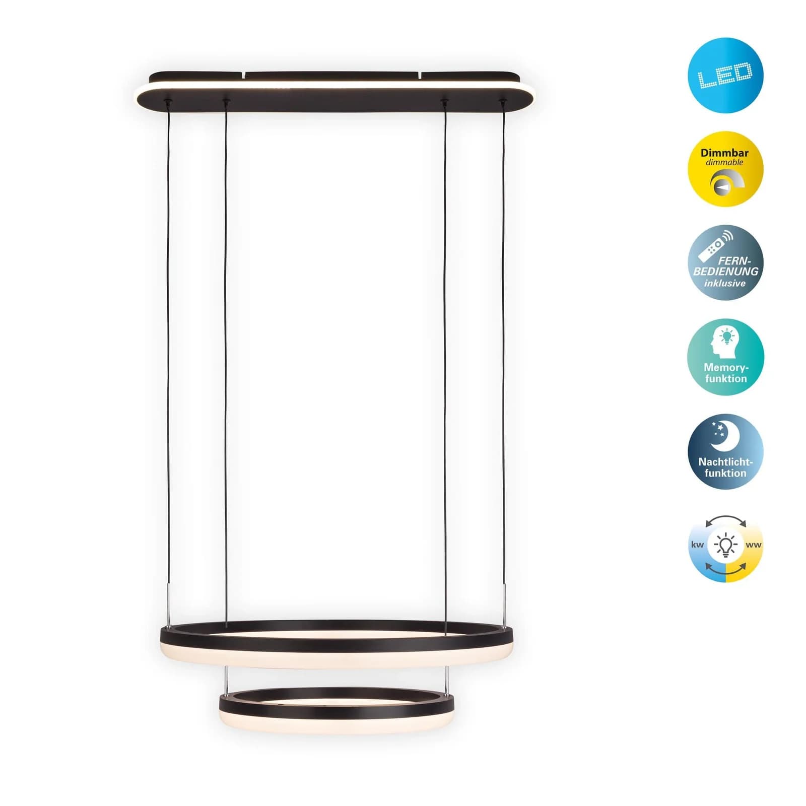 NÄVE LED Pendelleuchte CIRCULO Schwarz CCT-Farbwechsler - Bild 2