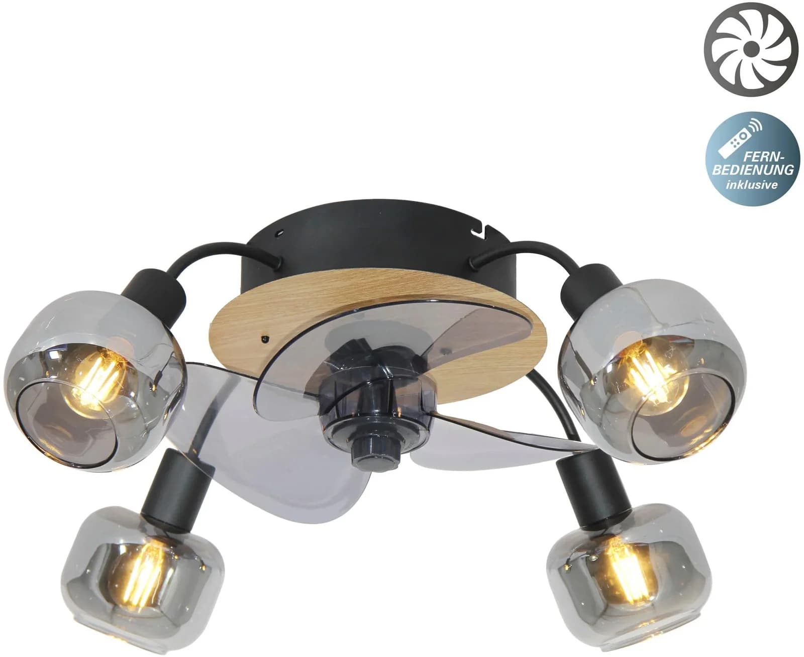 NÄVE Fumoso Deckenleuchte mit Ventilator Schwarz E14
