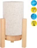 NÄVE LED Tischleuchte Madita Beige Holzgestell Textilschirm Dimmbar Bild 2