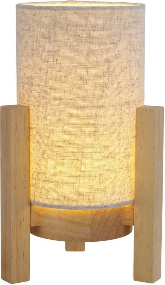 NÄVE LED Tischleuchte Madita Beige Holzgestell Textilschirm Dimmbar - Bild 3
