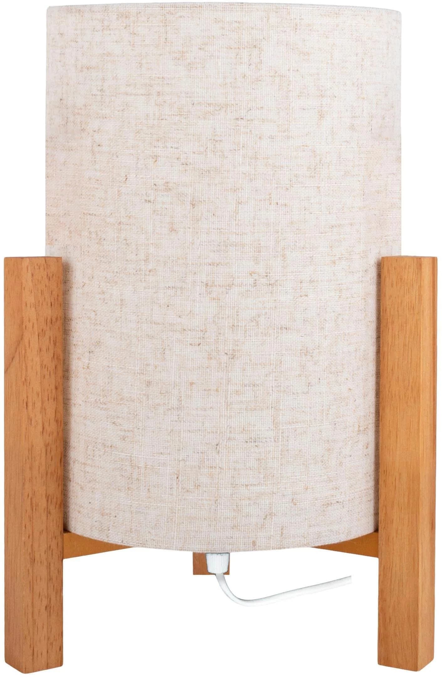 NÄVE Tischleuchte Matida Beige Natur Holz Textilschirm