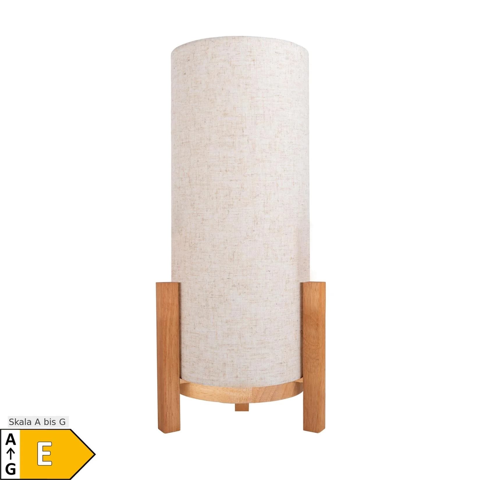 NÄVE LED Tischleuchte Madita Beige Natur Holz Textilschirm Dimmbar