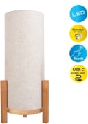 NÄVE LED Tischleuchte Madita Beige Natur Holz Textilschirm Dimmbar Bild 2