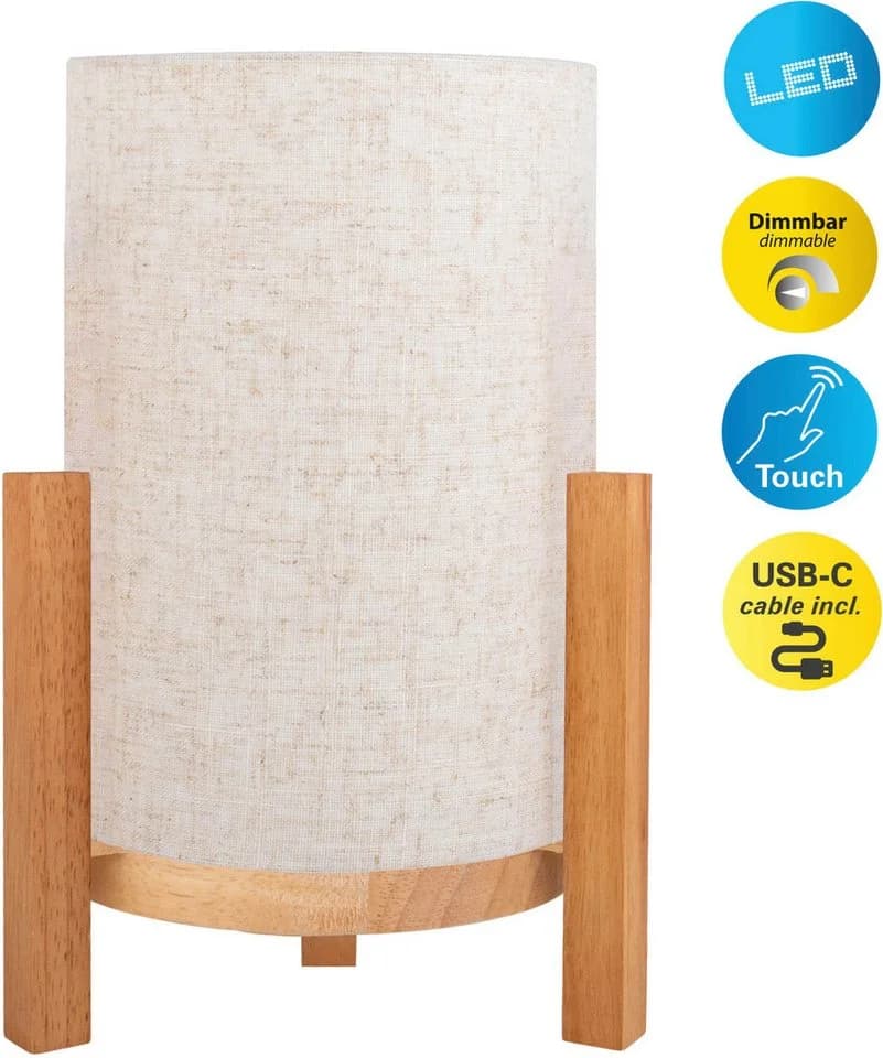NÄVE LED Tischleuchte Madita Beige Natur Dimmbar Akkubetrieb - Bild 3