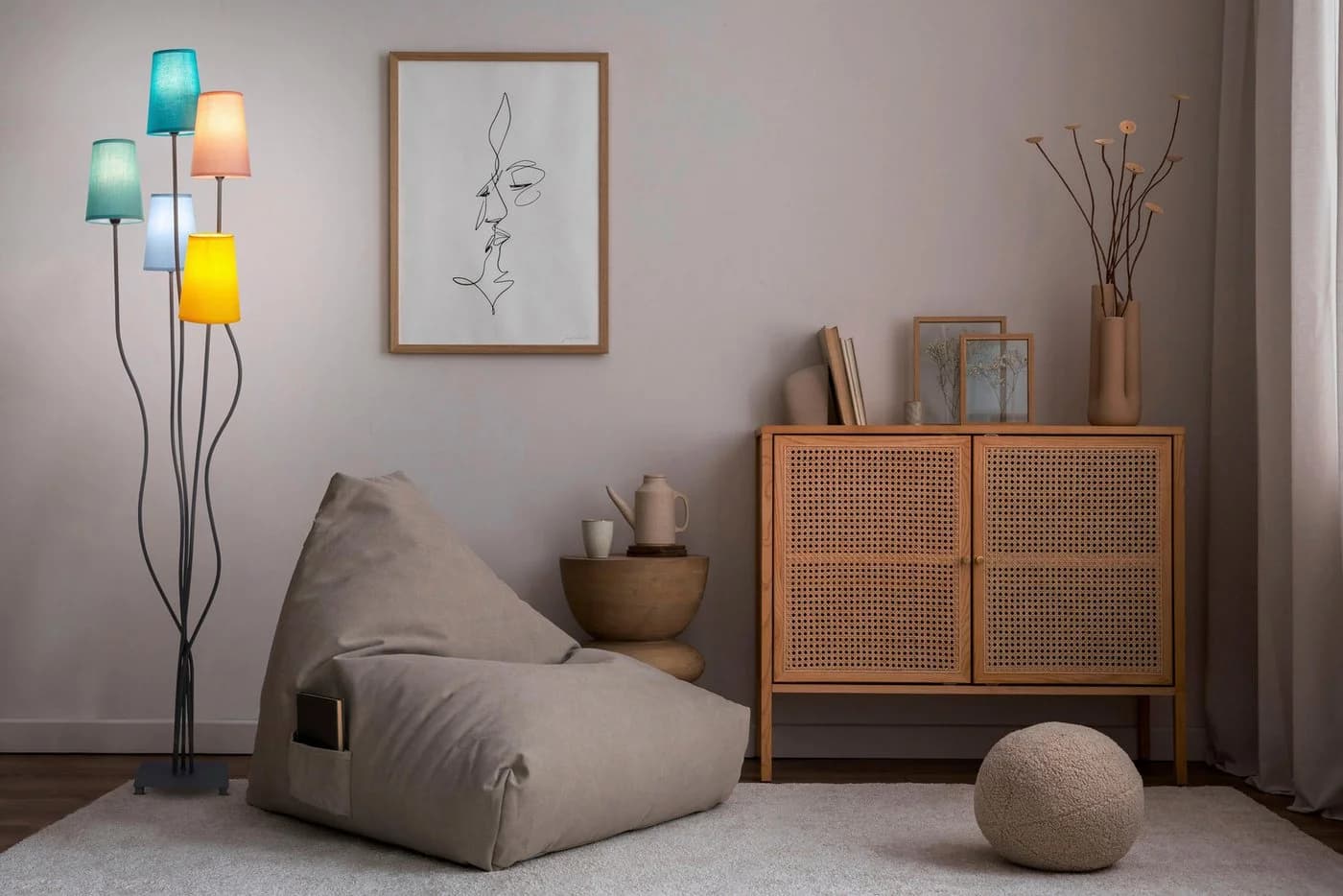 NÄVE Stehlampe Colora Bunt 5-flg. E14 Textilschirme - Bild 2