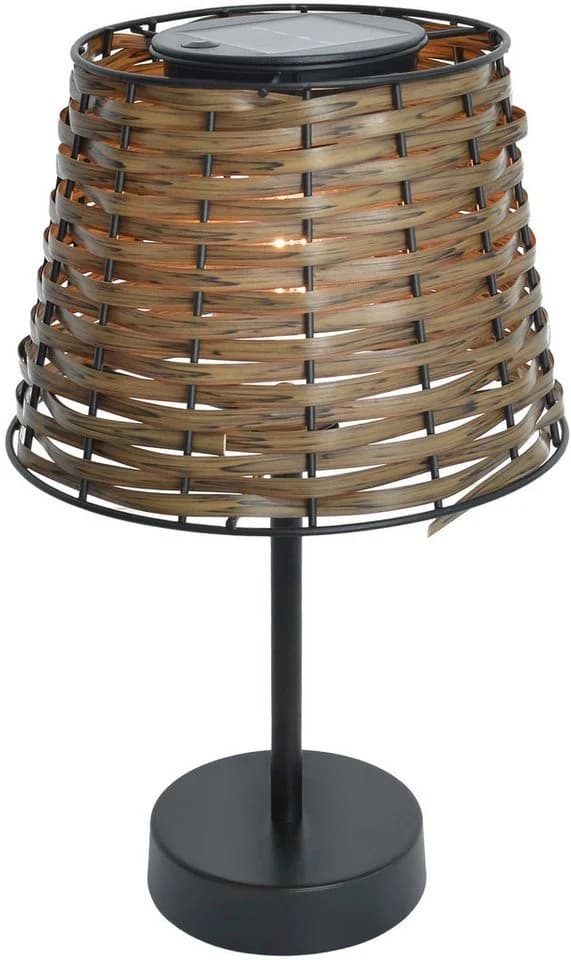 NÄVE Solar-Tischleuchte Rattan Braun Schwarz mit Dämmerungssensor - Bild 2