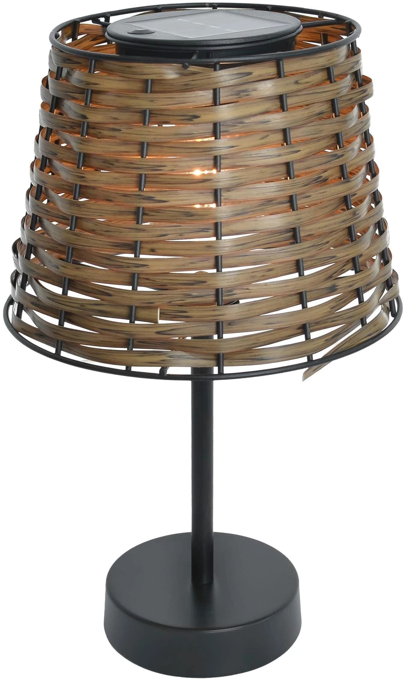 NÄVE Solar-Tischleuchte Rattan Braun Schwarz mit Dämmerungssensor - Bild 4