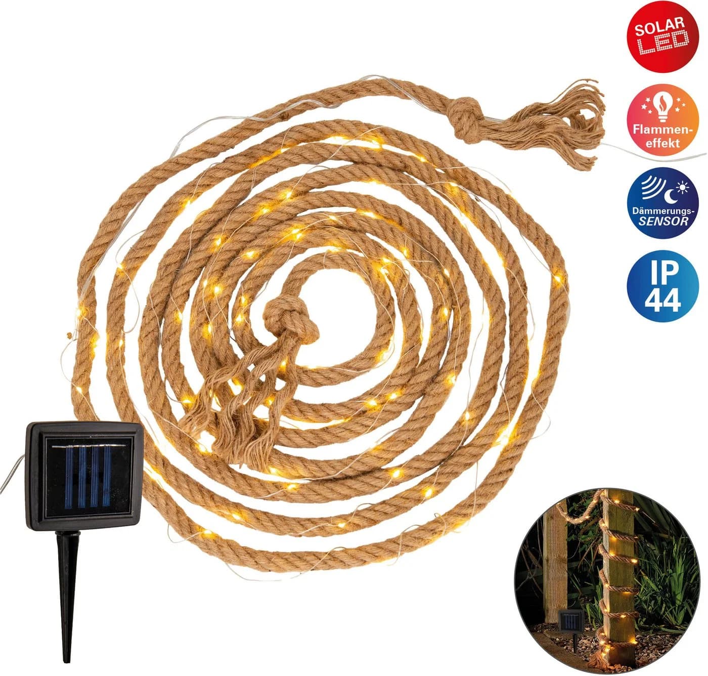 näve Solar-Lichterkette CANAMO Warmweiß mit Dämmerungssensor - Bild 2