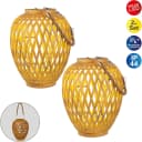 NÄVE LED Solarleuchte 2er Set Korb Solardekoleuchte CESTO Beige Natur Bild 2