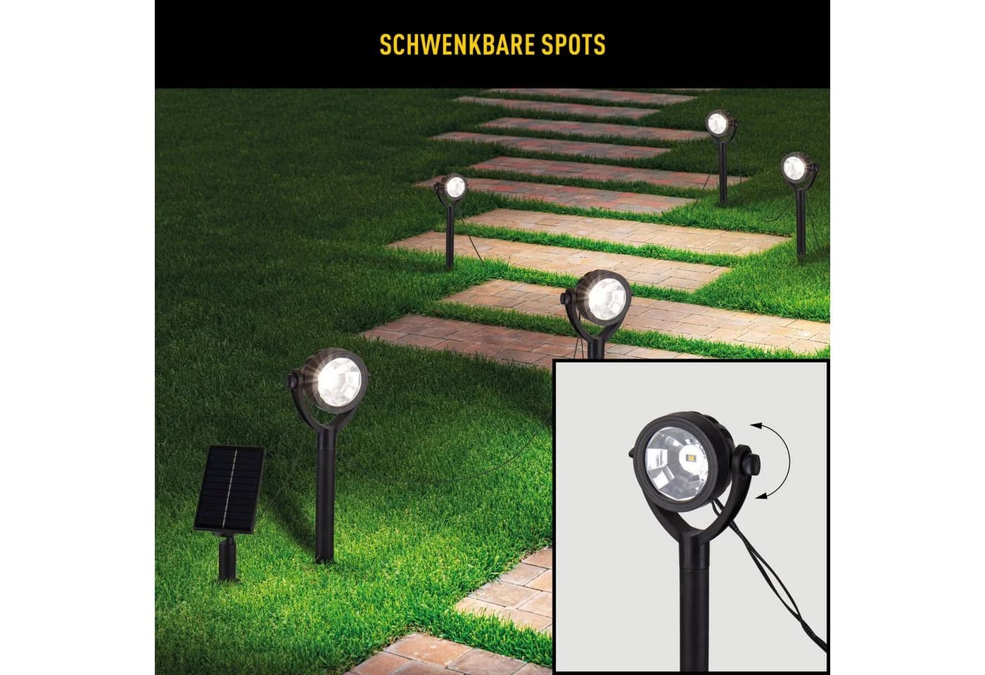 näve LED Solarleuchte Nomi 6er Set Schwarz Solar