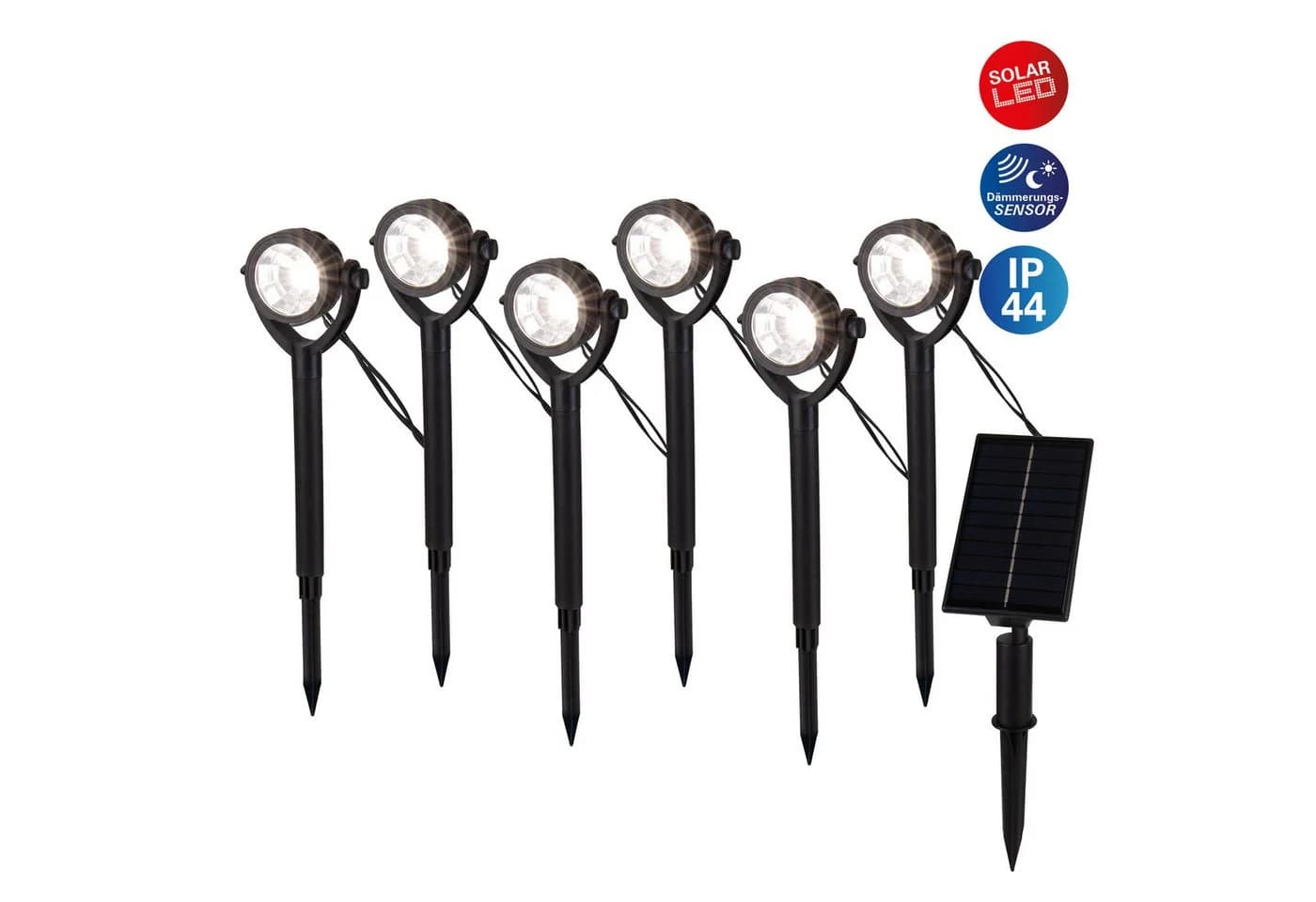 näve LED Solarleuchte Nomi 6er Set Schwarz Solar - Bild 2