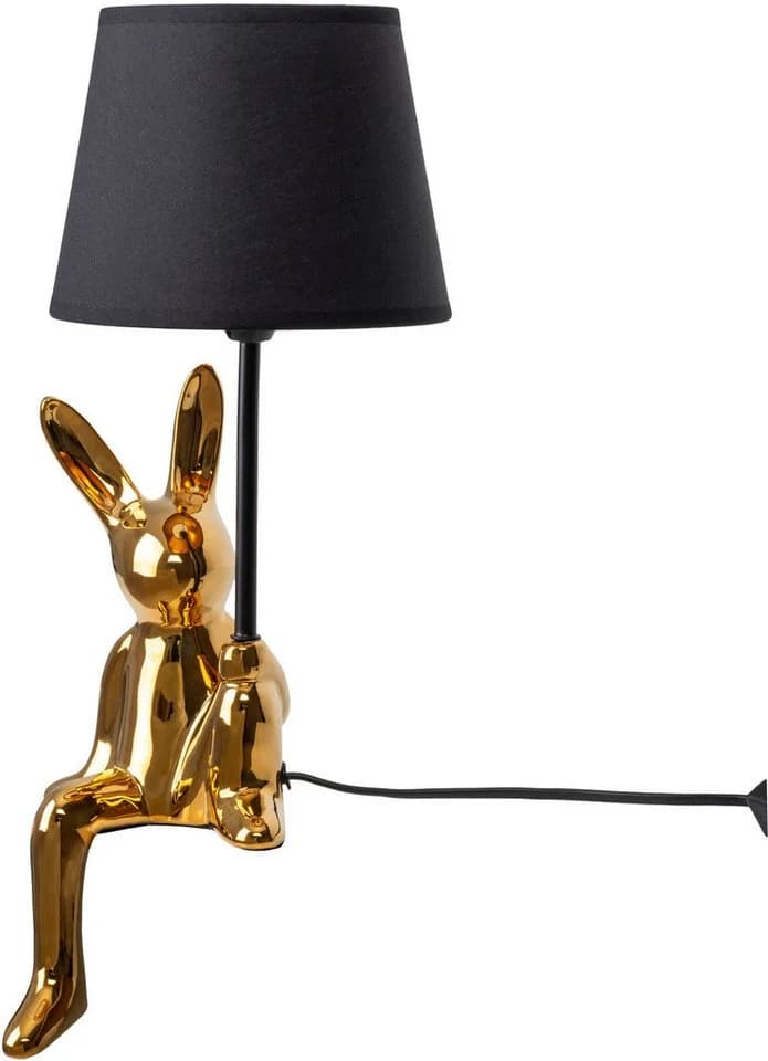 NÄVE Tischleuchte Helge Hase Gold Keramikfuß Textilschwarz - Bild 4