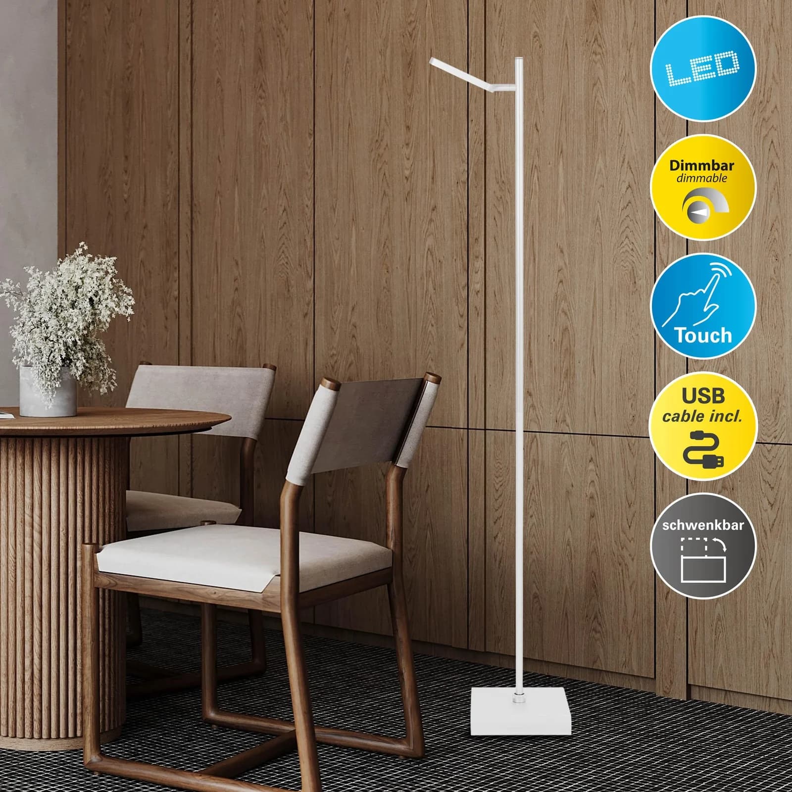 NÄVE LED Stehlampe "Lupa" Weiß Dimmbar Metall - Bild 2