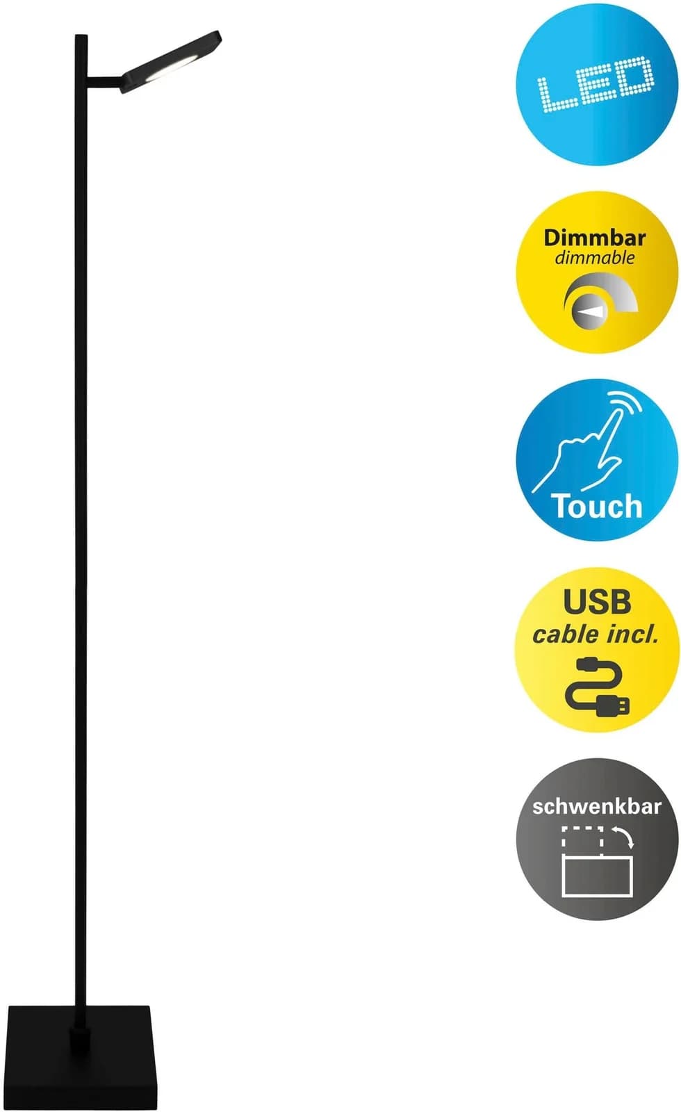 NÄVE LED Stehlampe Lupa Schwarz 135 cm Akku USB-C Dimmbar - Bild 2