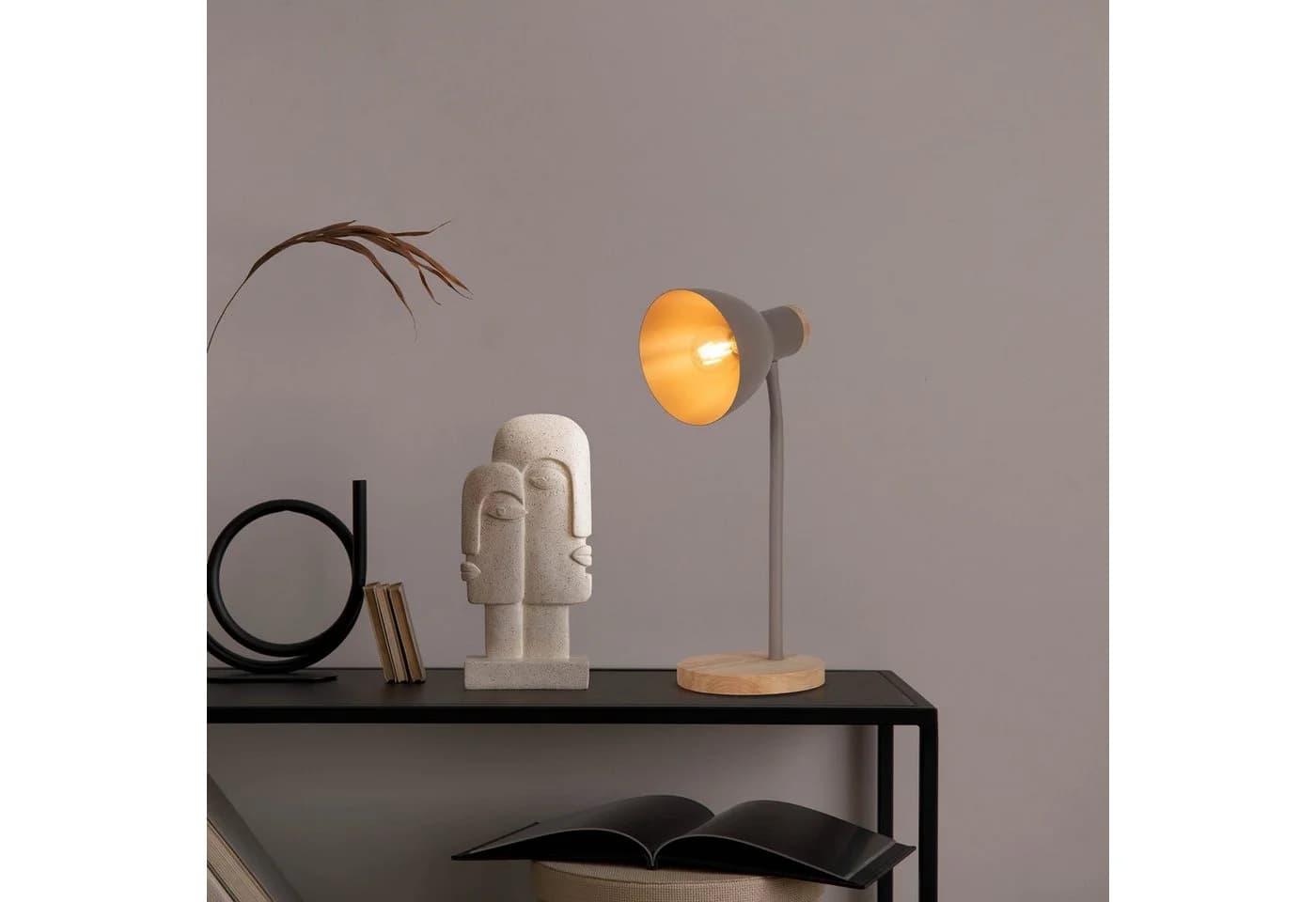 näve Schreibtischlampe Marie Holz Metall Flexibel E14