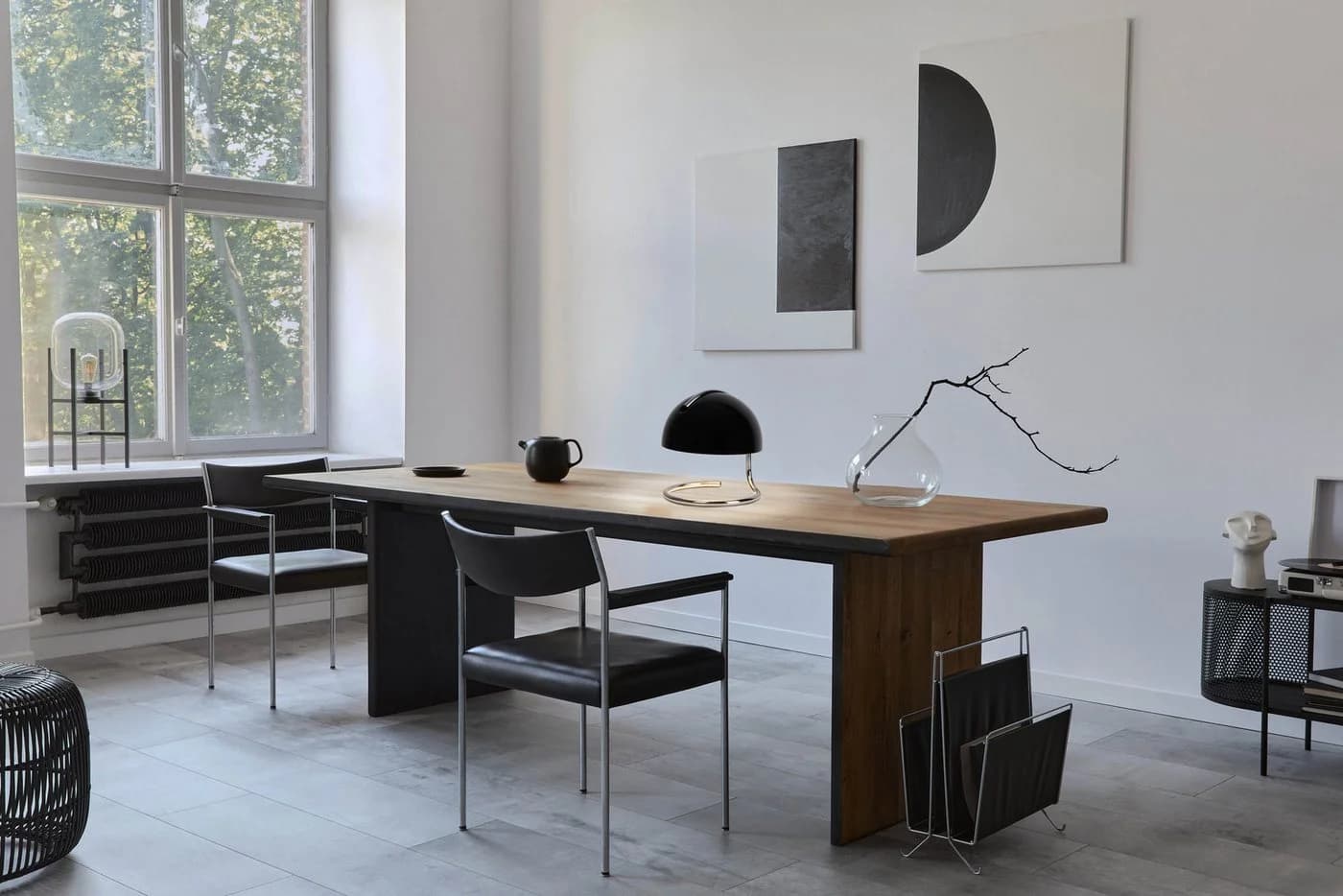 NÄVE Tischleuchte Burano Schwarz Retro Glas Metall