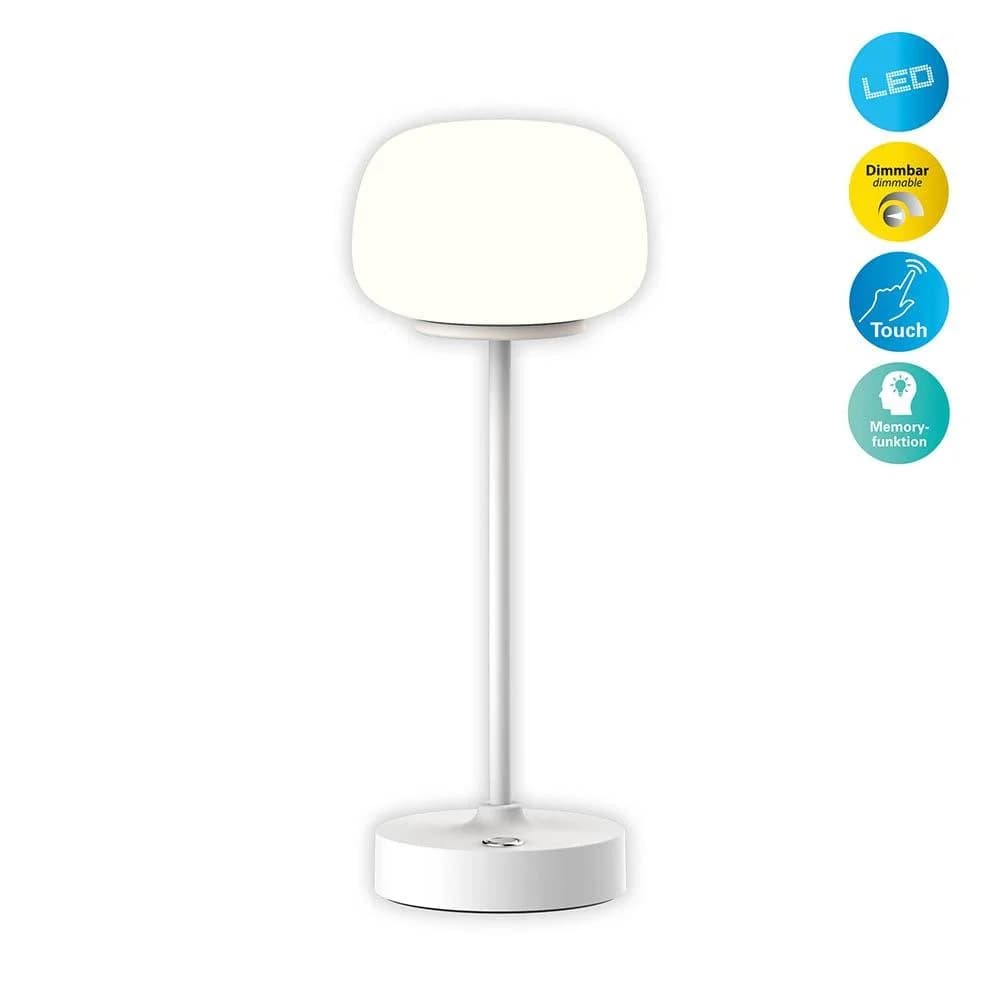 NÄVE LED Tischleuchte Pina Weiß Akku Dimmbar Touch