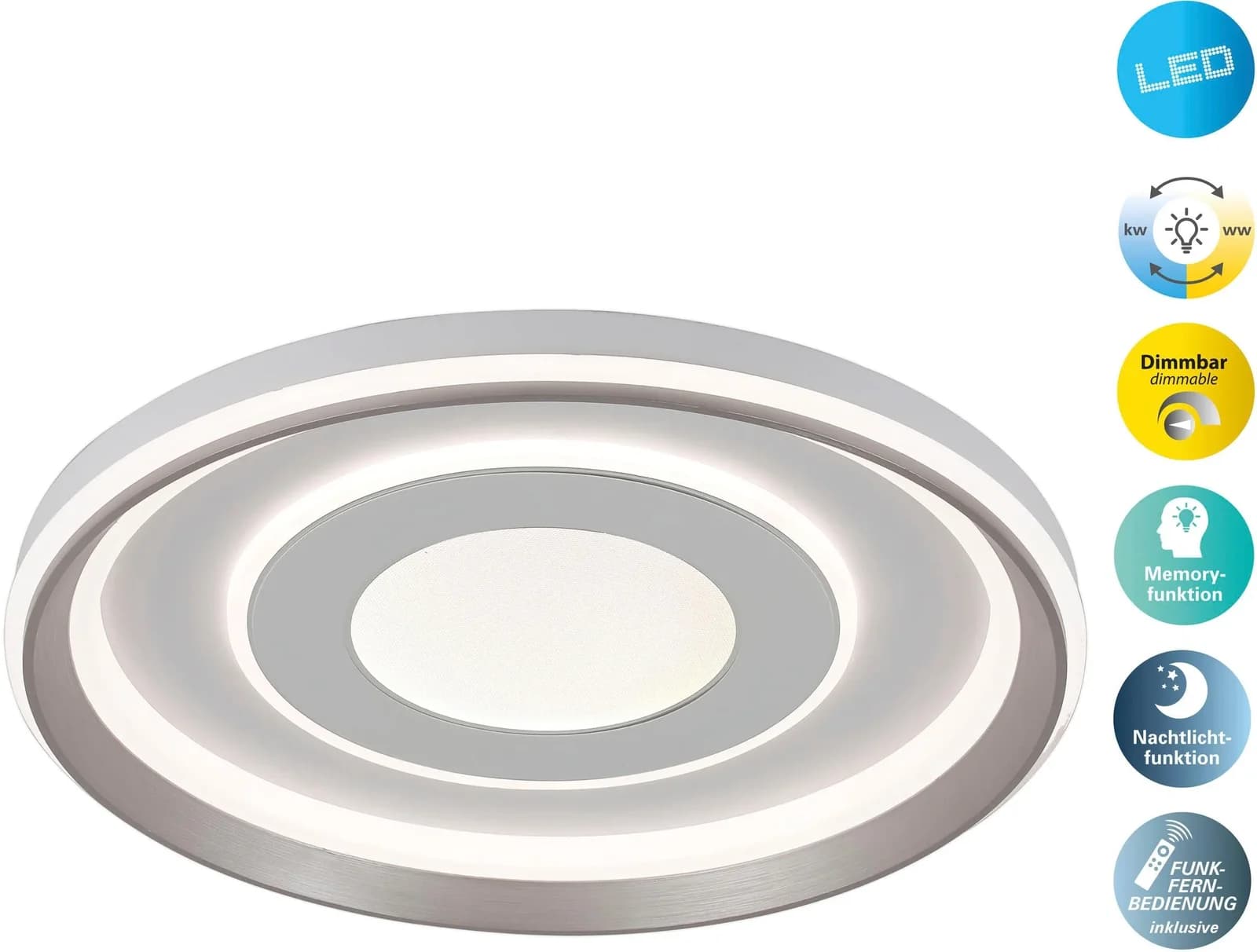 NÄVE LED Deckenleuchte Doira Weiß Dimmbar CCT Fernbedienung - Bild 2