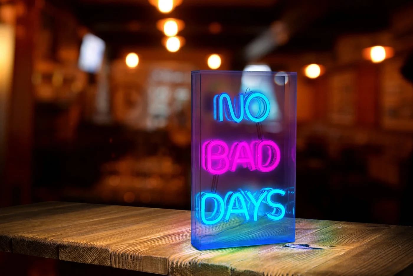 NÄVE LED Dekolicht NO BAD DAYS Transparent Blau Rot USB - Bild 2