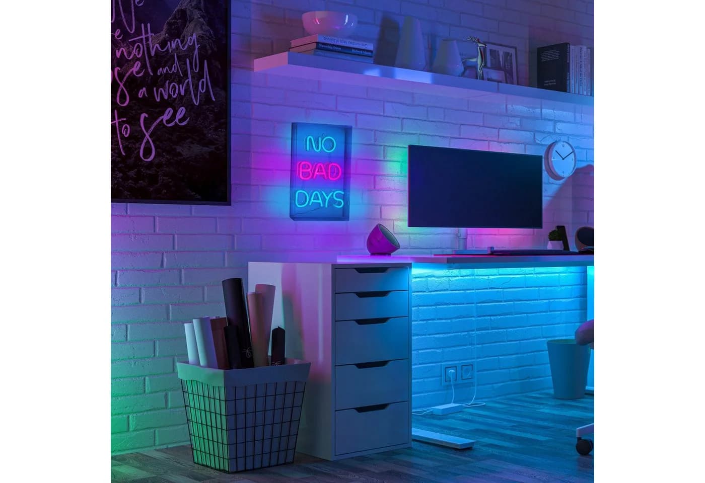 NÄVE LED Dekolicht NO BAD DAYS Transparent Blau Rot USB - Bild 3
