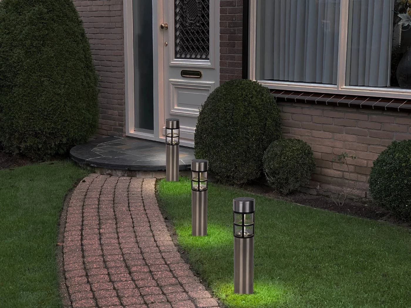 näve LED Solarleuchte Bobby 3er Set Grau Edelstahl IP44