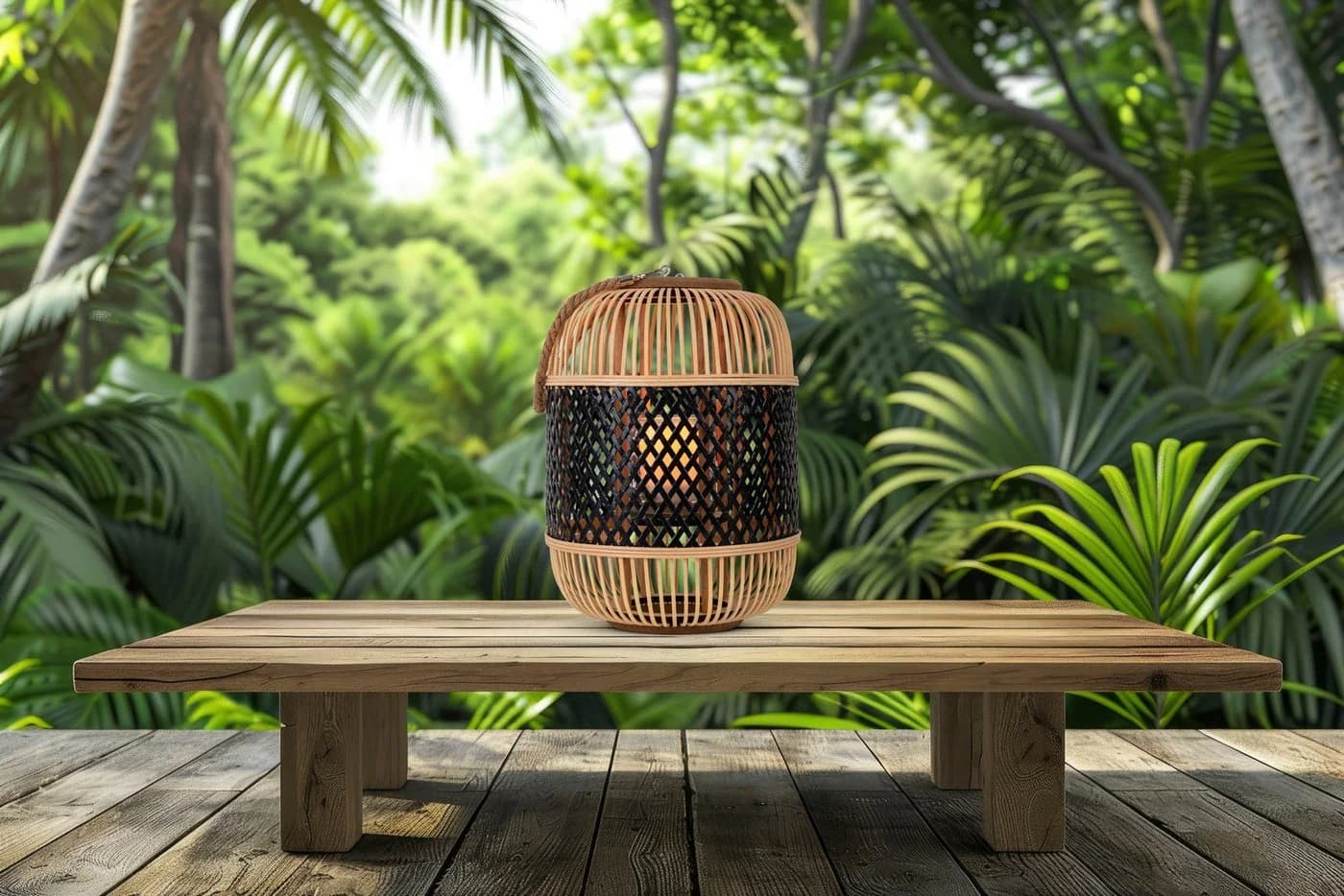 NÄVE LED Dekolicht Korbinian Schwarz Natur Solar Laterne 27 cm