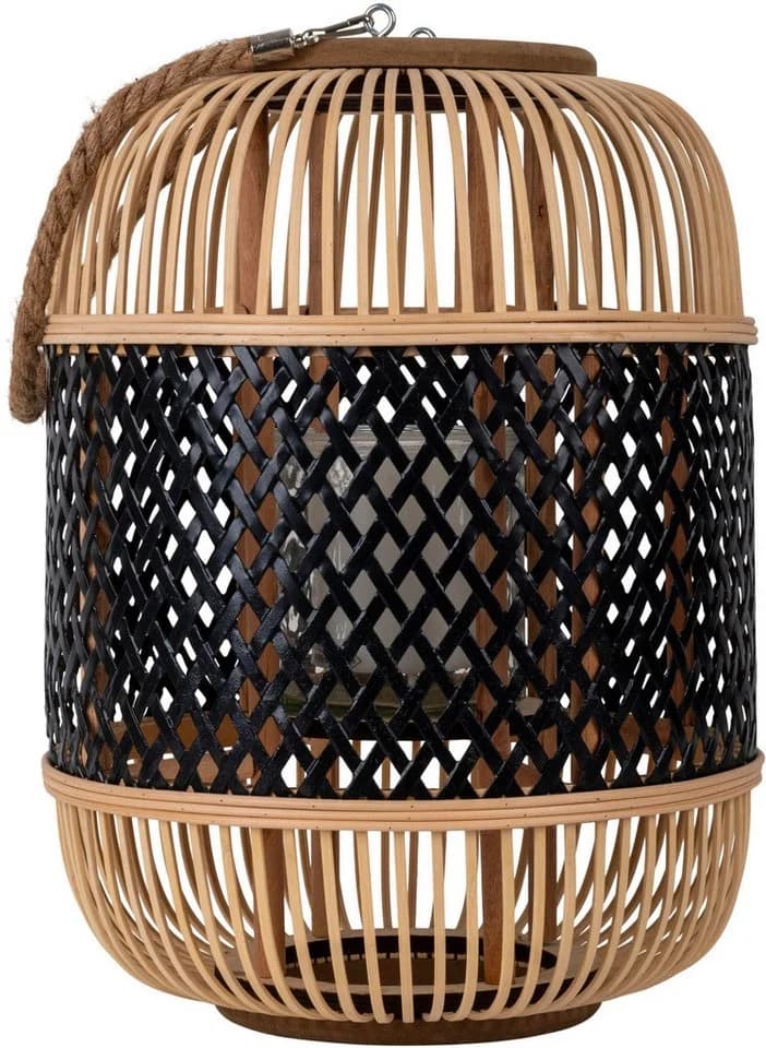 NÄVE LED Laterne Korbinian Schwarz Natur Rattankorb Solar - Bild 4